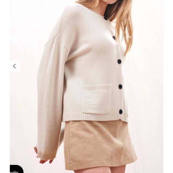 NEW JUMPER1234 heavy crew cardigan in limestone